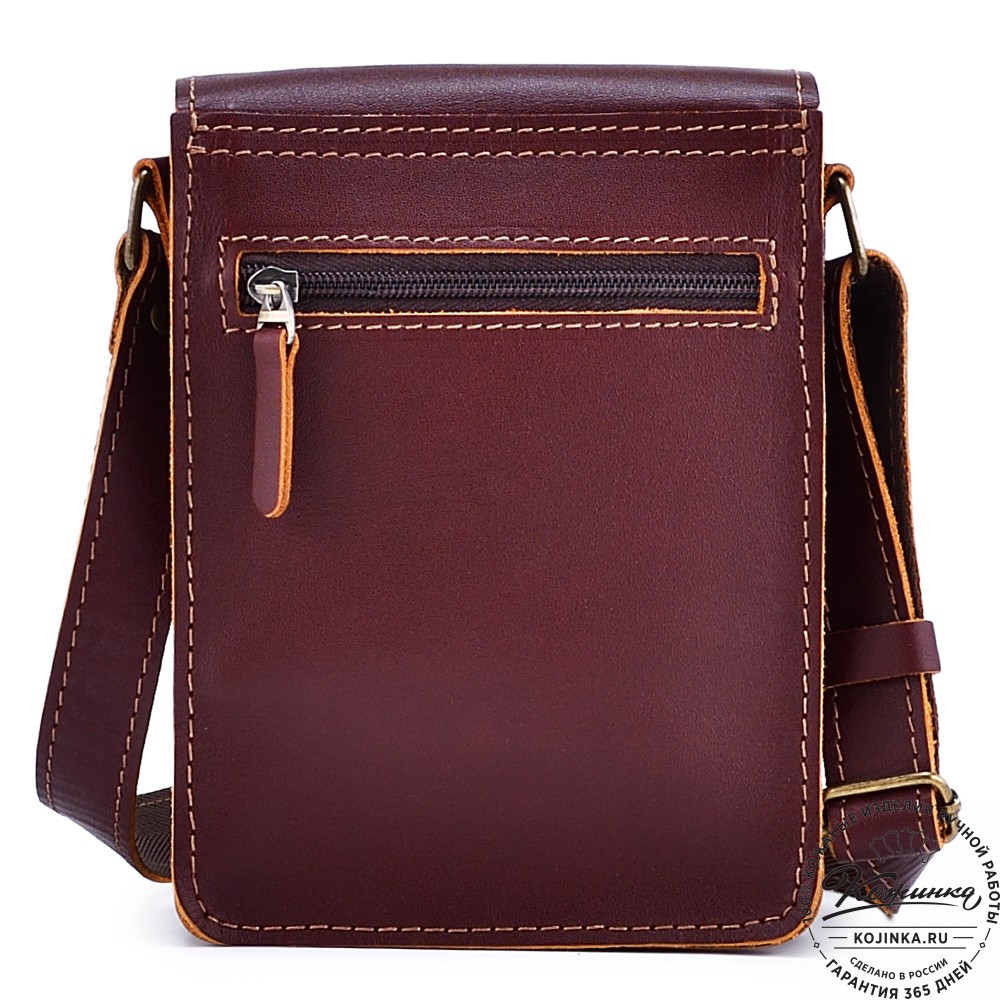 Мужская кожаная сумка "Робин" (бордо-коричневый)